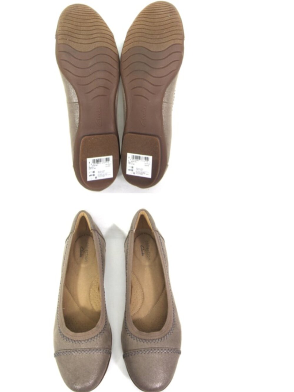 Clarks NEW Womens Size 8 Sara Bay Metallic Taupe Beige Greige No Box Slip On
